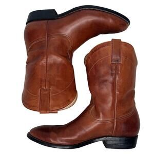 Vintage Chris Romero Brown Leather Western Cowboy Boots Mens Size 9
